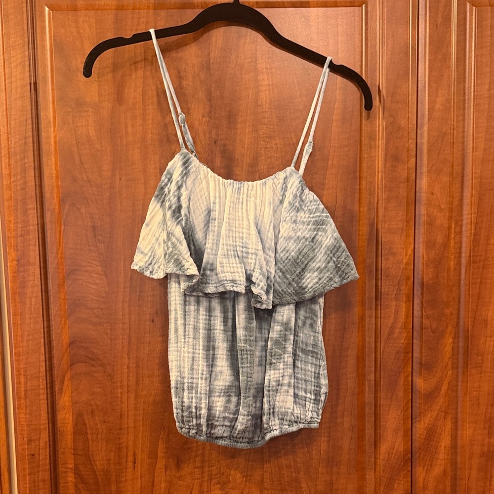 Women's Blue Ruffled Top